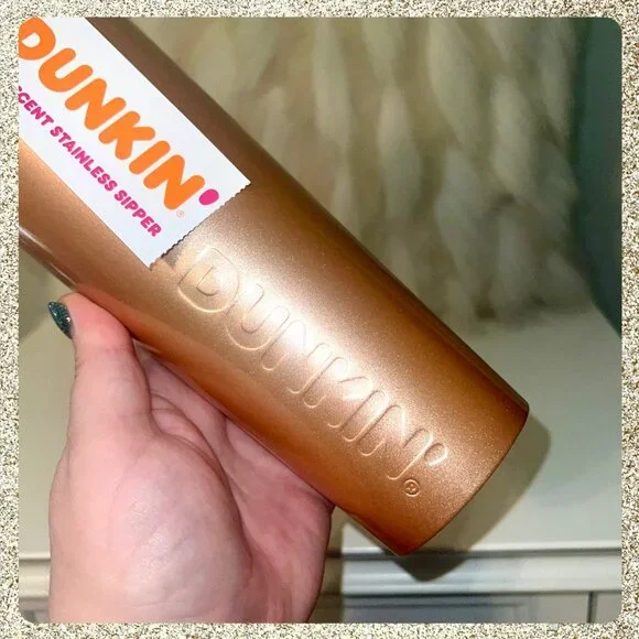 🍩 NWT Dunkin' Donuts Iridescent Champagne Gold 24oz SS Tumbler - Picture 3 of 5